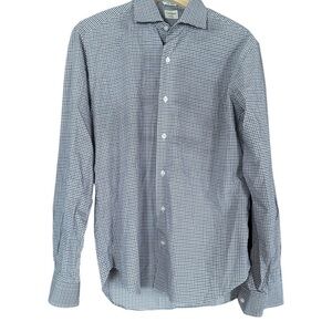 Men's Culturata Blue Checkered Dress Shirt Med